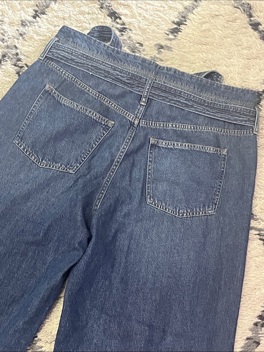 Lauren Ralph Lauren Belted Wide Leg Crop Jeans Button Fly Dark Wash Size 16 - Picture 6 of 11